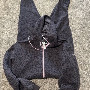 Fabletics Black Leopard Print Hoodie and Joggers Set